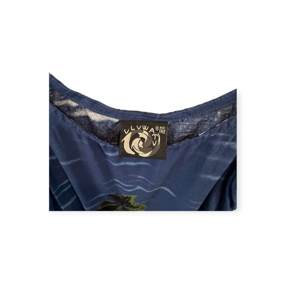 Uluwatu Tropical Palm Tree Cropped Tank Top Navy Free Size Casual Summer - Picture 3 of 6